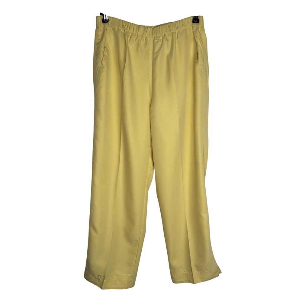 Vintage Line Two‎ Butter Yellow Elastic Waist Stretchy Work Pants Size Large